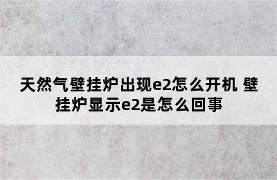 天然气壁挂炉出现e2怎么开机 壁挂炉显示e2是怎么回事